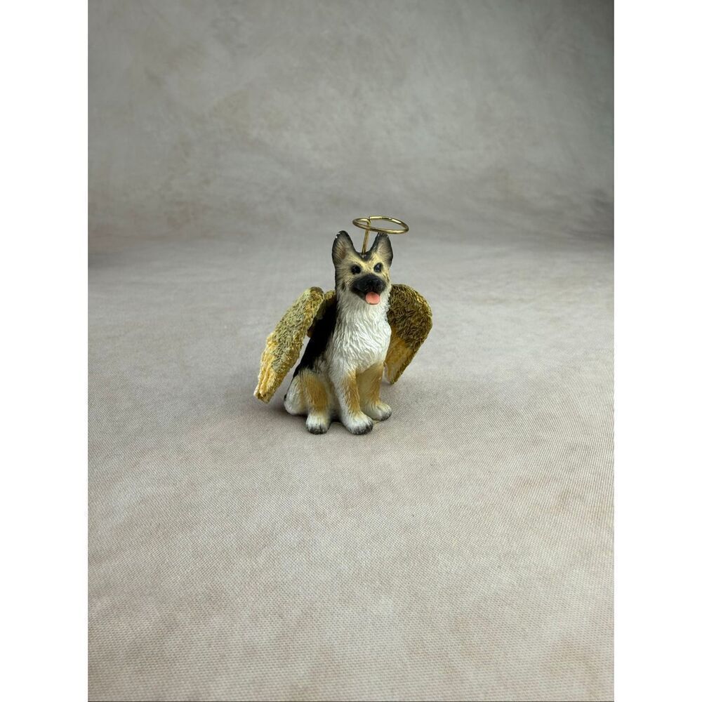 Miniature German Shepherd Dog Figurine Angel Wings